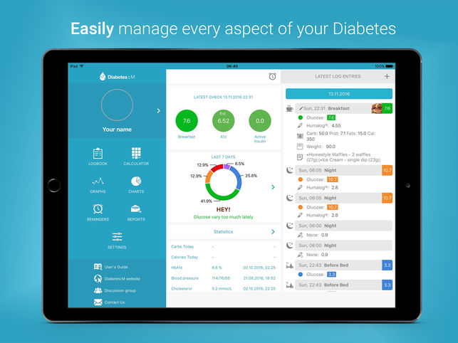 Diabetes M interface