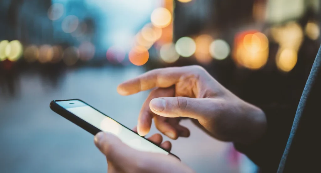 male hands with phone