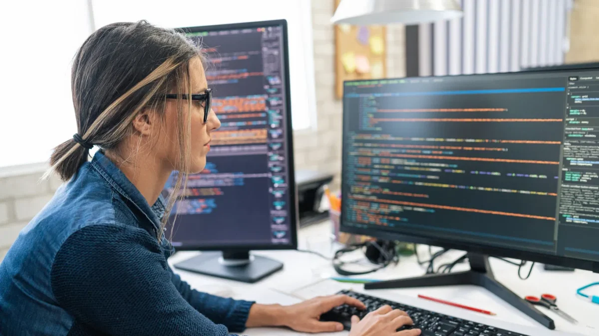 developer woman working on the code